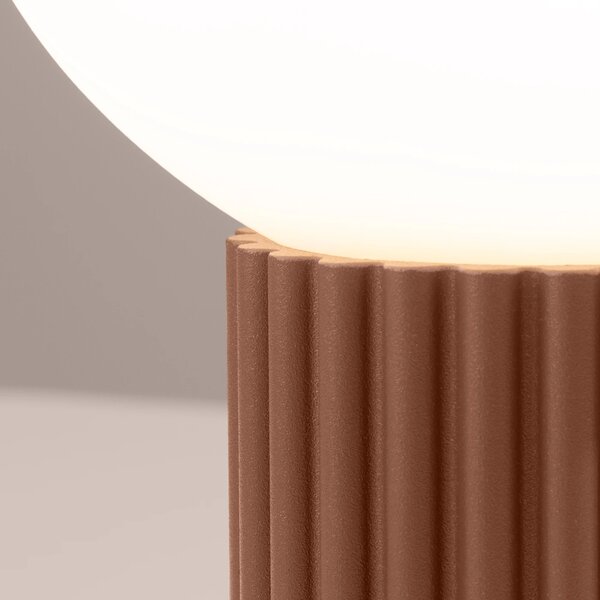 Stolní lampa Halo, 1x bílé skleněné stínítko, br