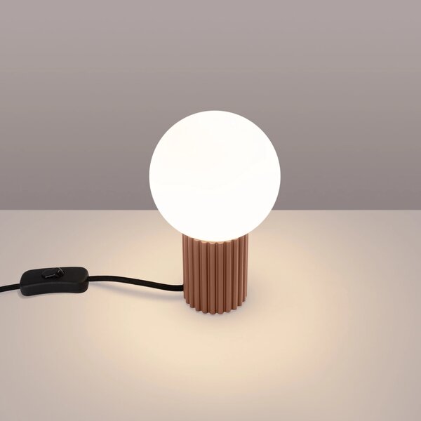 Stolní lampa Halo, 1x bílé skleněné stínítko, br