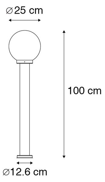 Moderní venkovní sloupkové svítidlo ocel nerezová ocel 100 cm s plastovou koulí IP44 - Sfera