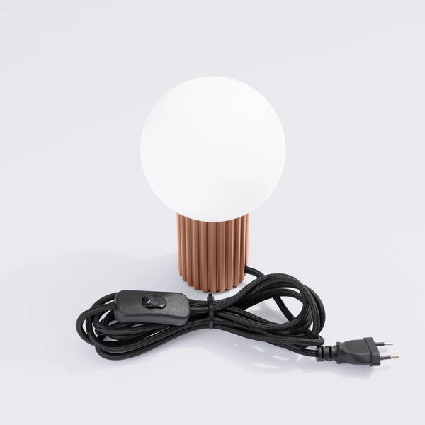 Stolní lampa Halo, 1x bílé skleněné stínítko, br