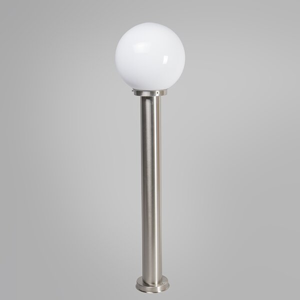Moderní venkovní sloupkové svítidlo ocel nerezová ocel 100 cm s plastovou koulí IP44 - Sfera
