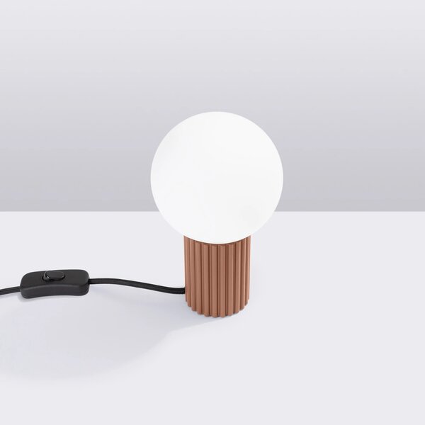 Stolní lampa Halo, 1x bílé skleněné stínítko, br