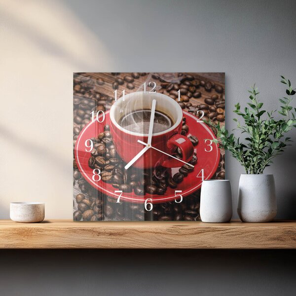 Skleněné hodiny Šálek kávy zskb-30x30-00082760