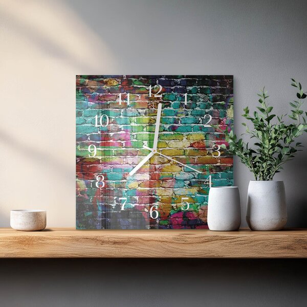 Skleněné hodiny Cihlový zskb-30x30-00087332