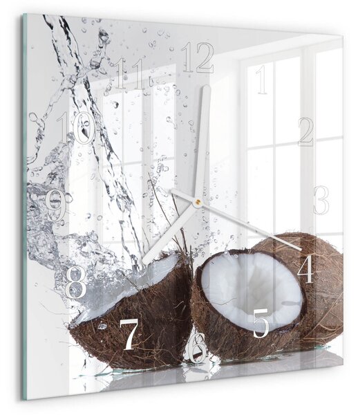 Skleněné hodiny Kokosové ořechy zskb-30x30-00089419