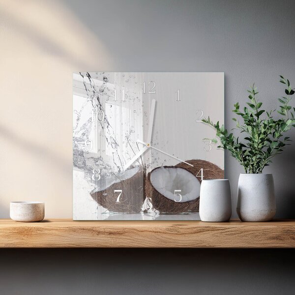 Skleněné hodiny Kokosové ořechy zskb-30x30-00089419