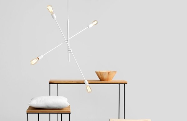 Nordic Design Bílé kovové závěsné světlo Staple 4