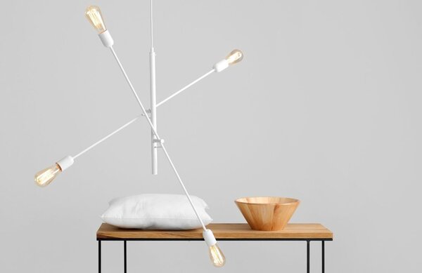 Nordic Design Bílé kovové závěsné světlo Staple 4