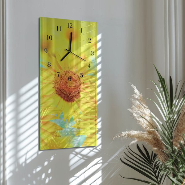 Skleněné hodiny vertikální Slunečnice zsppc-30x60-00171107
