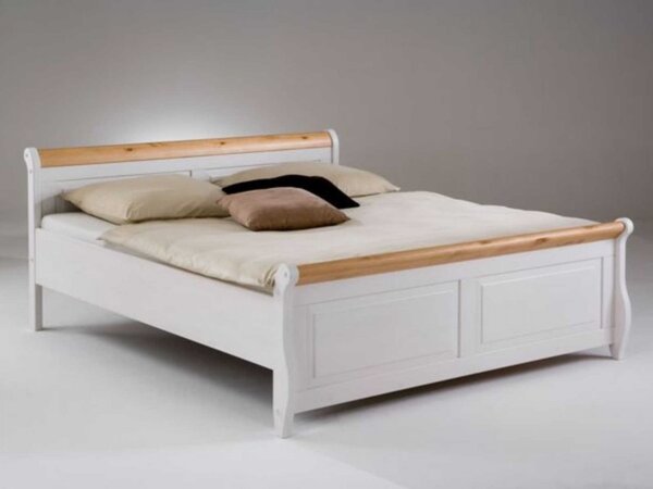 Masivní postel z borovice Gustav 200x200 Bílá antik