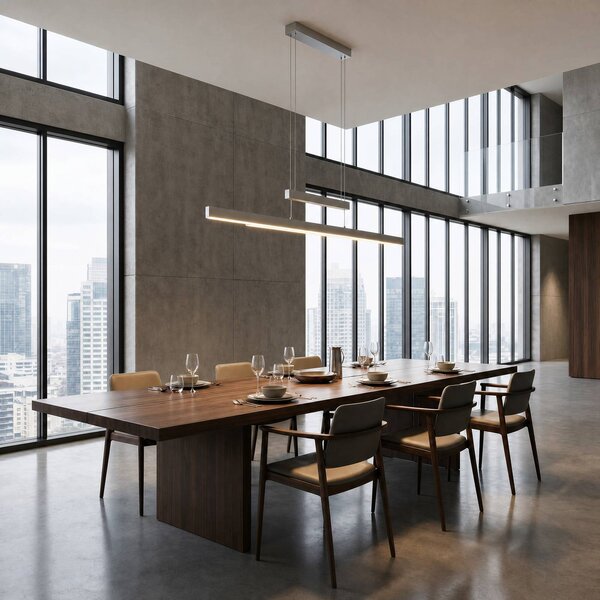 Trio Lighting Závěsné světlo LED Trajan, 2 700–5 000 K, matný nikl, stmívatelný, Hliník / šedá / zinek, Obývací pokoj / jídelna, kov, Moderní