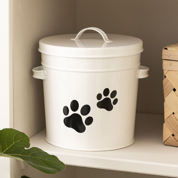 Plechový kyblík s víkem White / Paw 5 l