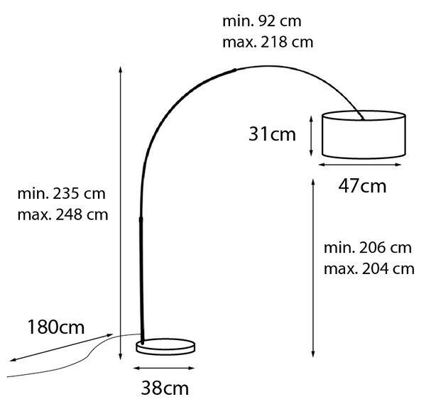 Moderní oblouková stojací lampa černá s dvojitým stínidlem černá se zlatou - XXL