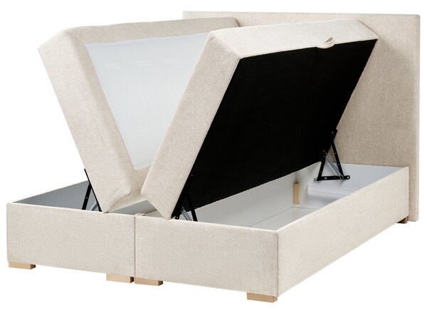 Kontinentální postel s úložným prostorem Tkanina MAJOR 120 x 200 cm Světle béžová