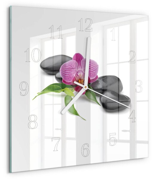 Skleněné hodiny Orchidej zskb-30x30-00082524