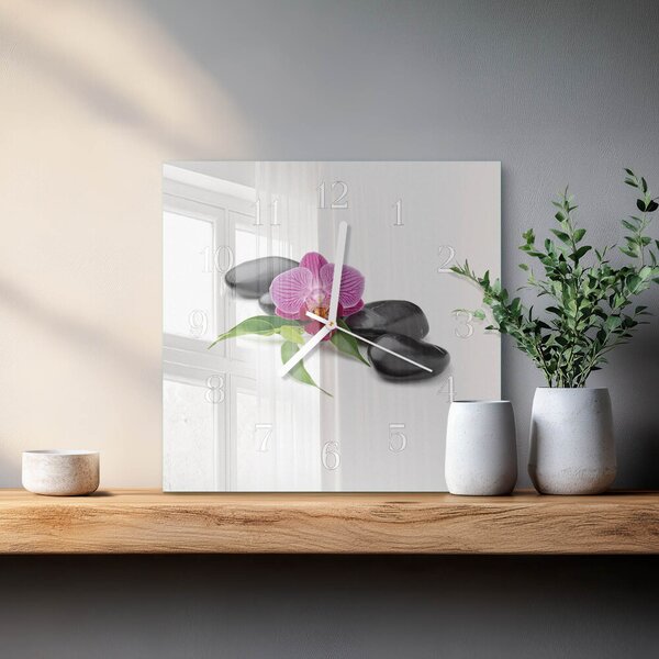 Skleněné hodiny Orchidej zskb-30x30-00082524