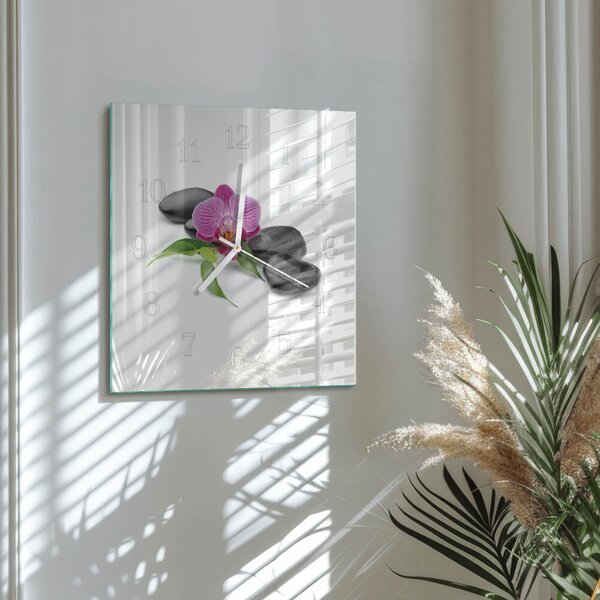 Skleněné hodiny Orchidej zskb-30x30-00082524