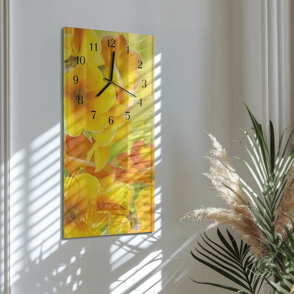 Skleněné hodiny vertikální Květiny zsppc-30x60-00171323