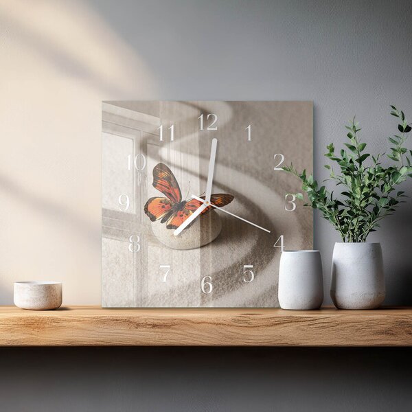 Skleněné hodiny Motýl zskb-30x30-00059846