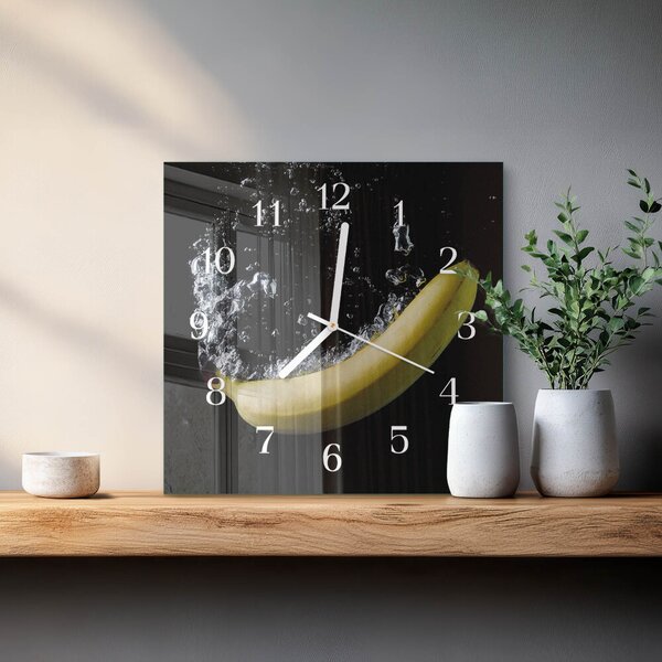 Skleněné hodiny Banán zskb-30x30-00090500