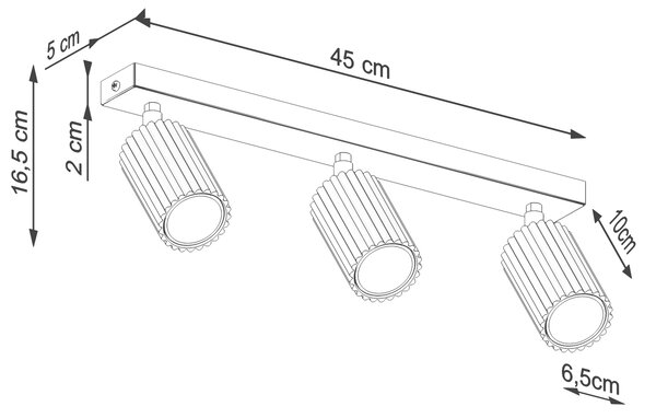 Bodové svítidlo Karbon, 3x tmavěbéžové hliníkové stínítko, (možnost polohování)