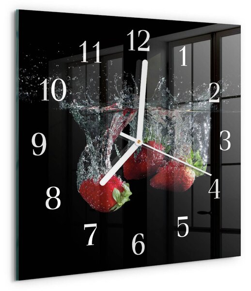 Skleněné hodiny Jahody zskb-30x30-00057644