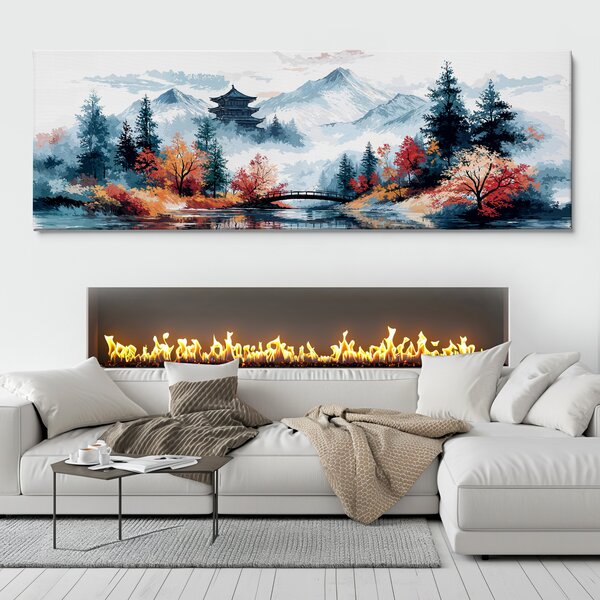 Obraz na plátně - Japonský chrám Kikuji skrytý v horách FeelHappy.cz Velikost obrazu (šířka x výška): 60 x 20 cm