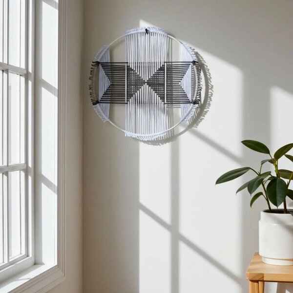Geometrické tvary - macramé šedé I