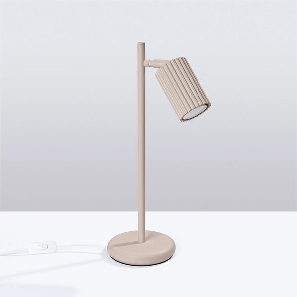 Stolní lampa Karbon, 1x tmavěbéžové hliníkové stínítko