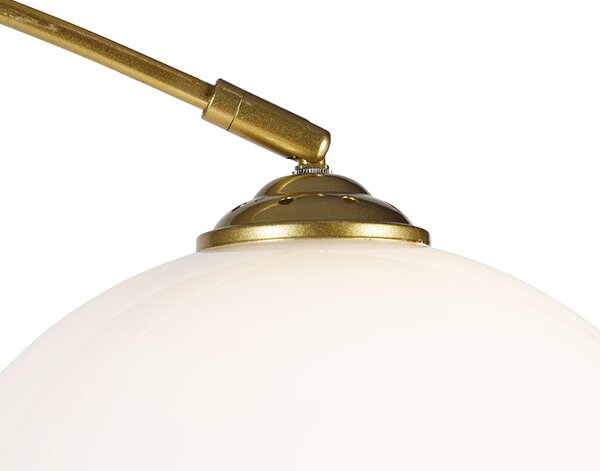 Moderní oblouková lampa mosazná s bílým stínítkem - Arc Basic