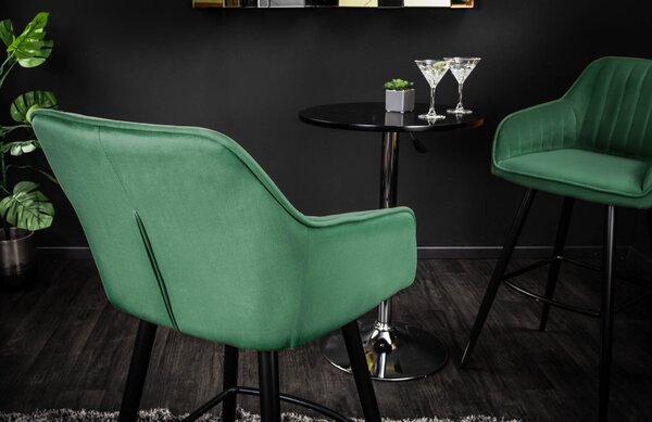 Moebel Living Zelená sametová barová židle Sige 73 cm