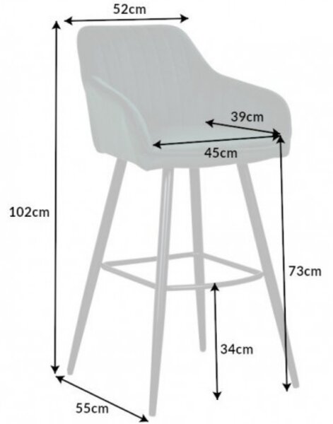 Moebel Living Zelená sametová barová židle Sige 73 cm