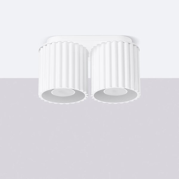 Stropní svítidlo Aura, 2x bílé hliníkové stínítko, (10 cm)