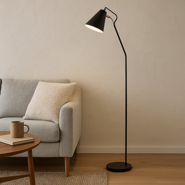 House Doctor Černá kovová stojací lampa Club 130 cm