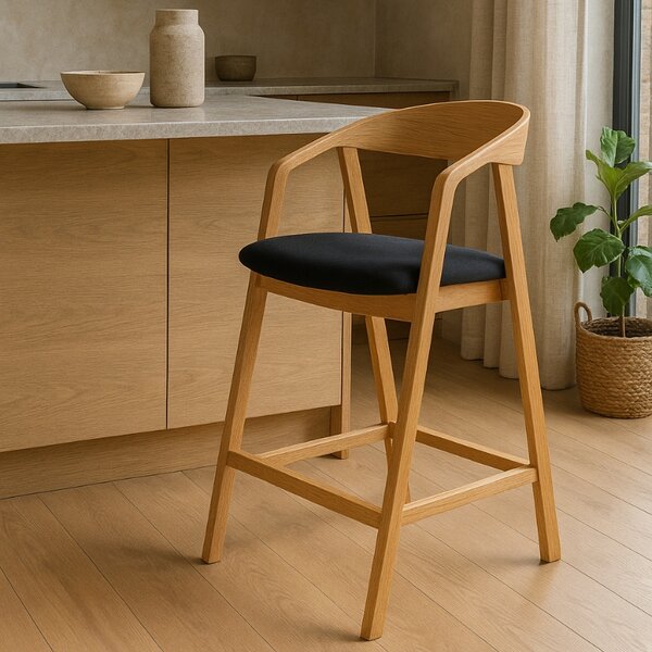 FormWood Dubová barová židle Henry 63,5 cm s černým sedákem