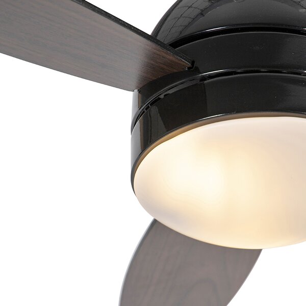 Stropní ventilátor černý s dřevěným potiskem 96 cm s dálkovým ovládáním - Rotar