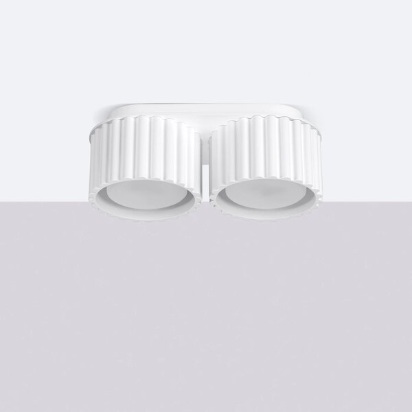 Stropní svítidlo Aura, 2x bílé hliníkové stínítko, (6 cm)
