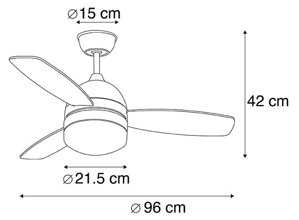Stropní ventilátor bílý s potiskem dřeva 96 cm s dálkovým ovládáním - Rotar