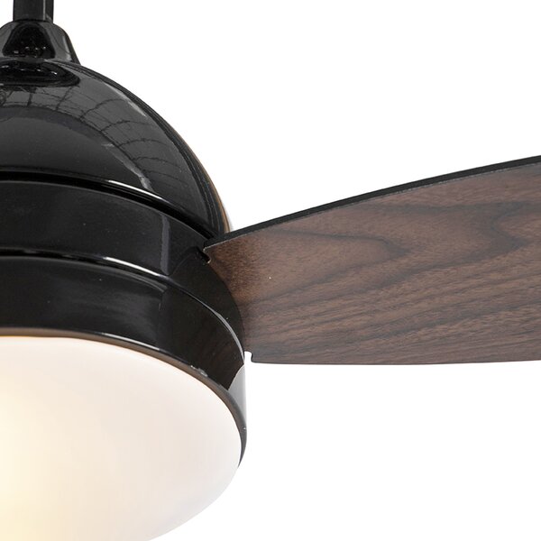 Stropní ventilátor černý s dřevěným potiskem 96 cm s dálkovým ovládáním - Rotar