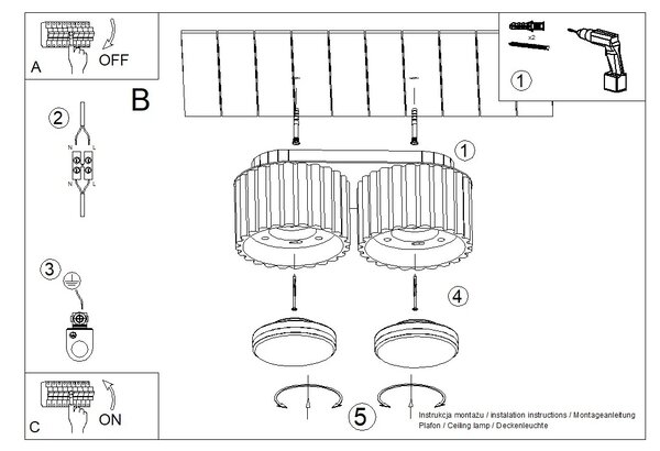 Stropní svítidlo Aura, 2x tmavěbéžové hliníkové stínítko, (6 cm)