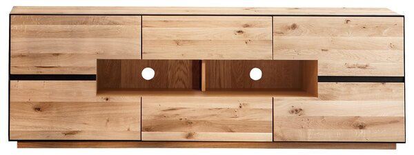 KOMODA POD TELEVIZI, divoký dub, antracitová, 181/62/47 cm Linea Natura - Komody z masivu