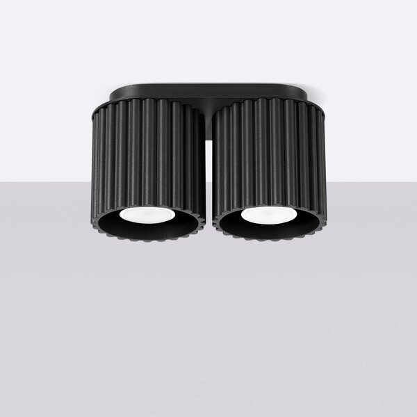 Stropní svítidlo Aura, 2x černé hliníkové stínítko, (10 cm)