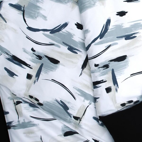 Povlečení SATÉN TENCEL DESIGN japan bílošedočerná 140 x 200/70 x 90 cm