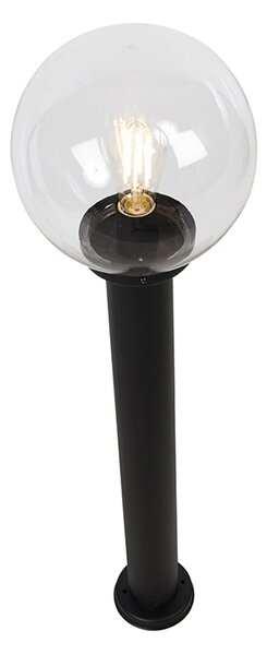 Stojací venkovní lampa černá s průhlednou koulí 100 cm IP44 - Sfera