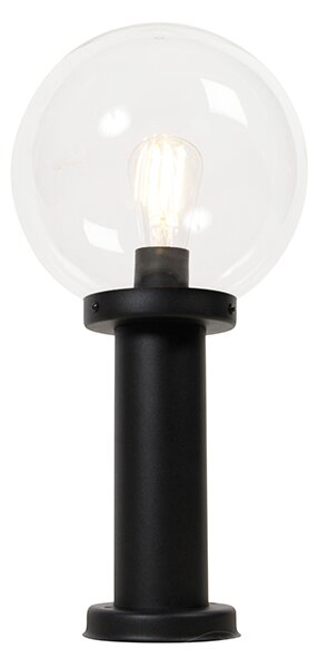 Venkovní stojací lampa černá s čirým globem 50 cm IP44 - Sfera
