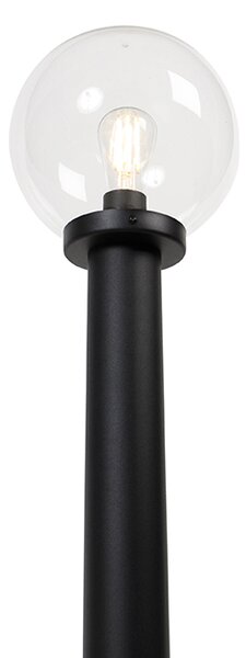 Stojací venkovní lampa černá s průhlednou koulí 100 cm IP44 - Sfera