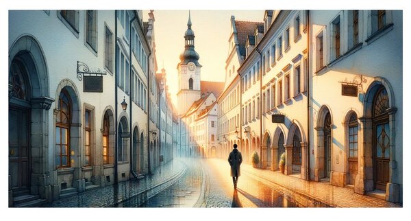 Obraz ulička při svítání