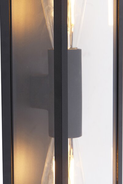 Průmyslová nástěnná lampa černá 38 cm 2-světlo IP44 - Charlois