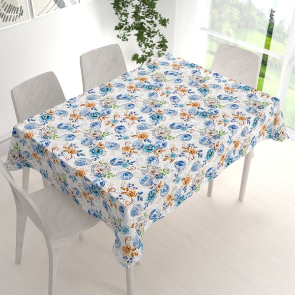 Biante Dekorační obdélníkový ubrus Leona LN-114 Modré kraslice 50x100 cm