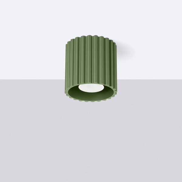 Stropní svítidlo Aura, 1x olivově zelené hliníkové stínítko, (10 cm)